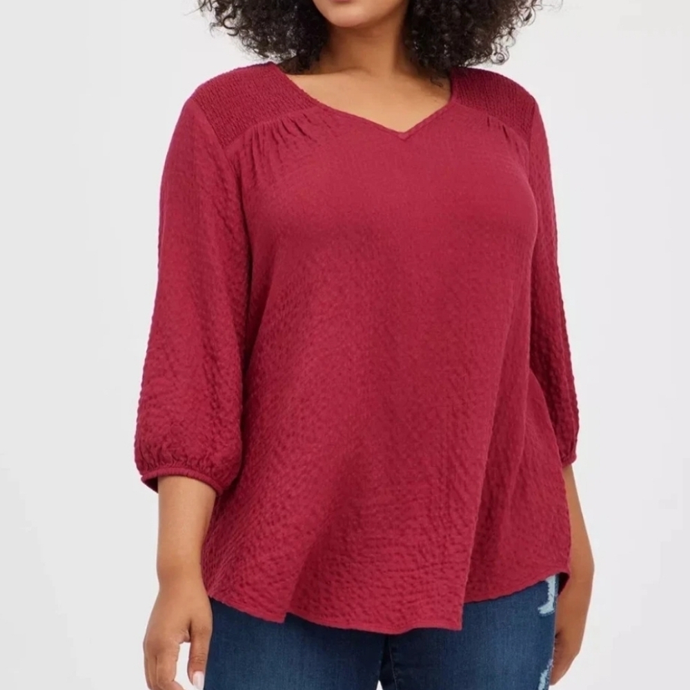 Torrid Smocked Gauze Tunic